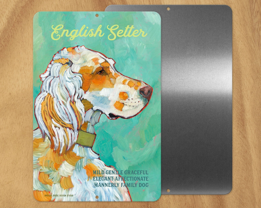 English Setter (Orange & White) -UD Metal Sign – Salty Paws