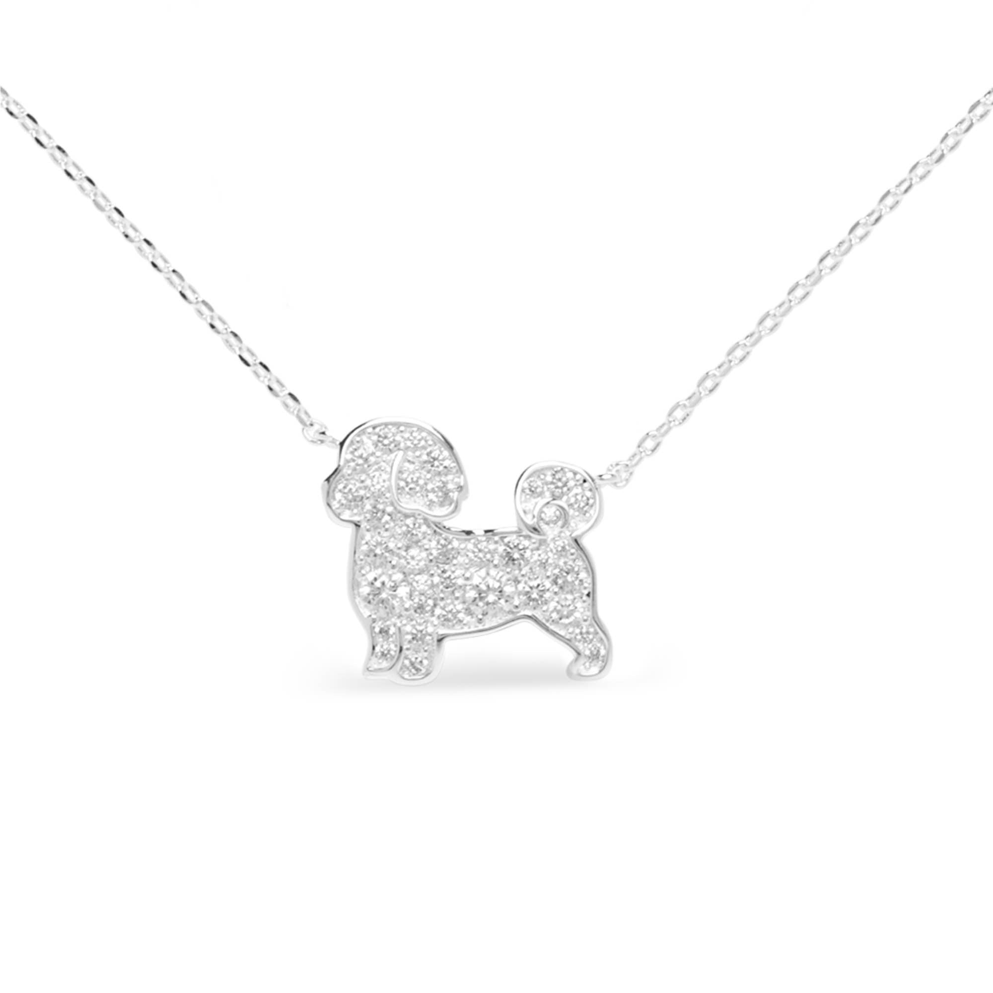 Silver CZ Pet Dog Necklace