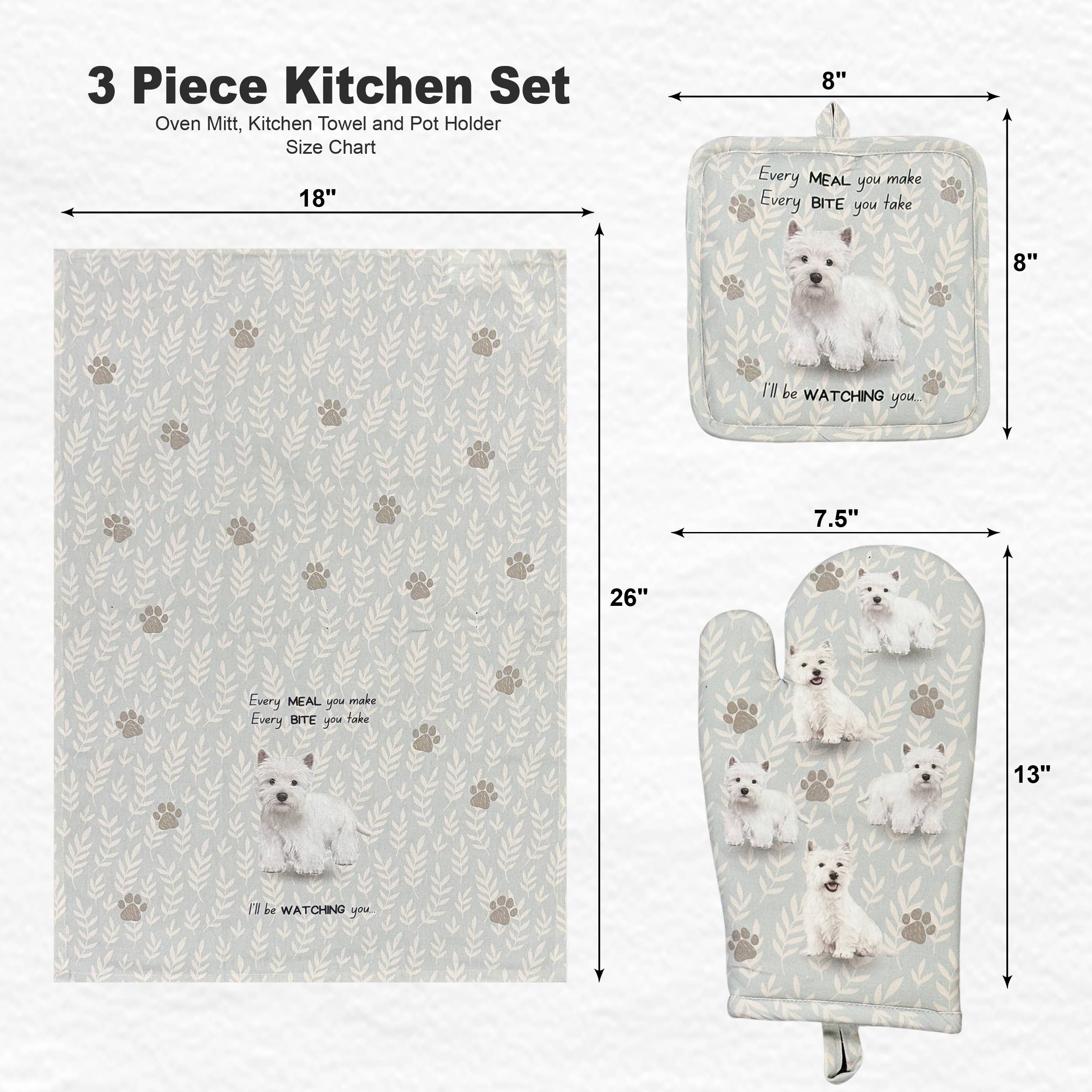 Westie , oven mitt set