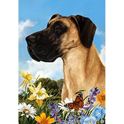 Great Dane Uncropped Flowers Garden Flag