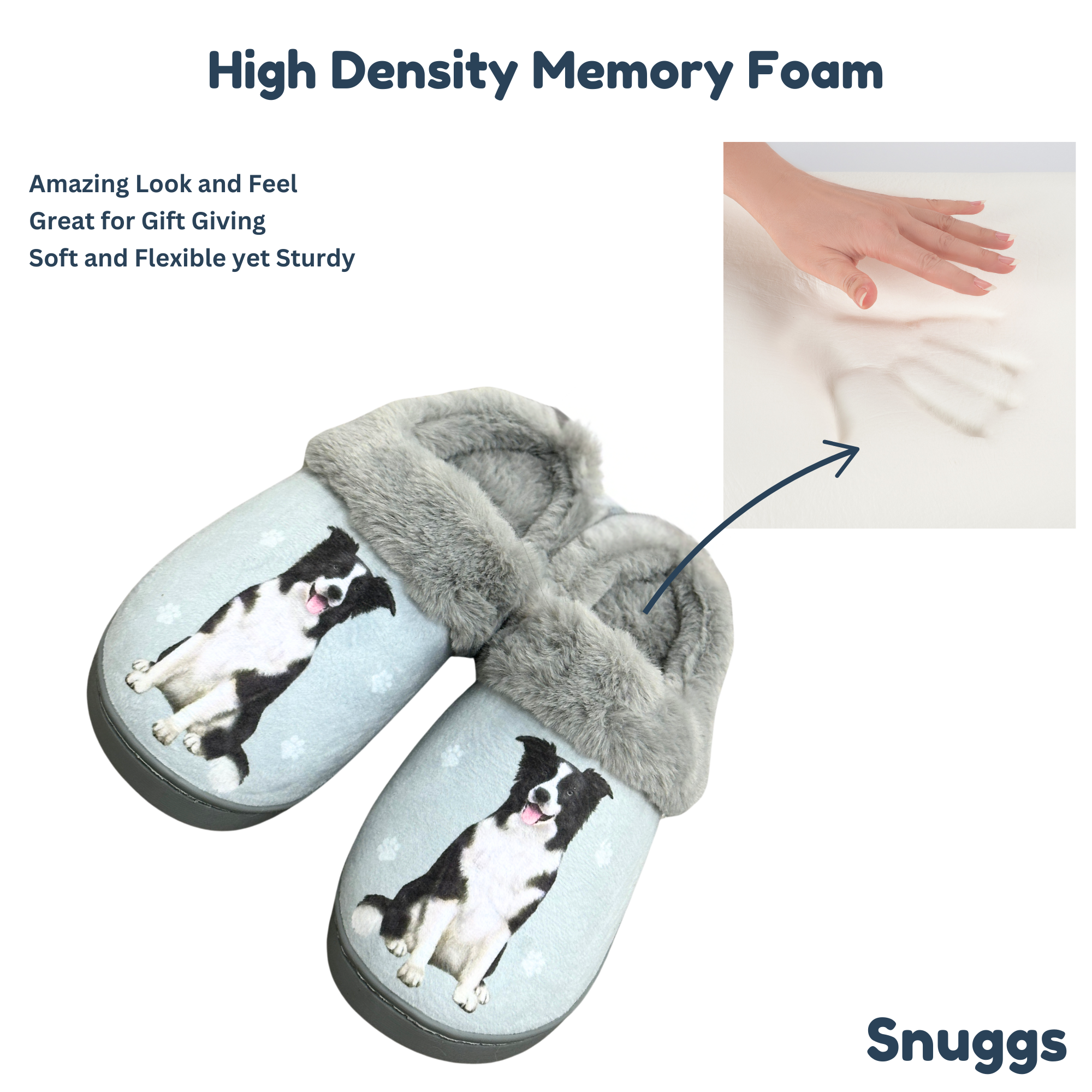 Border Collie Dog pet Lovers Comfy Snuggs Slippers
