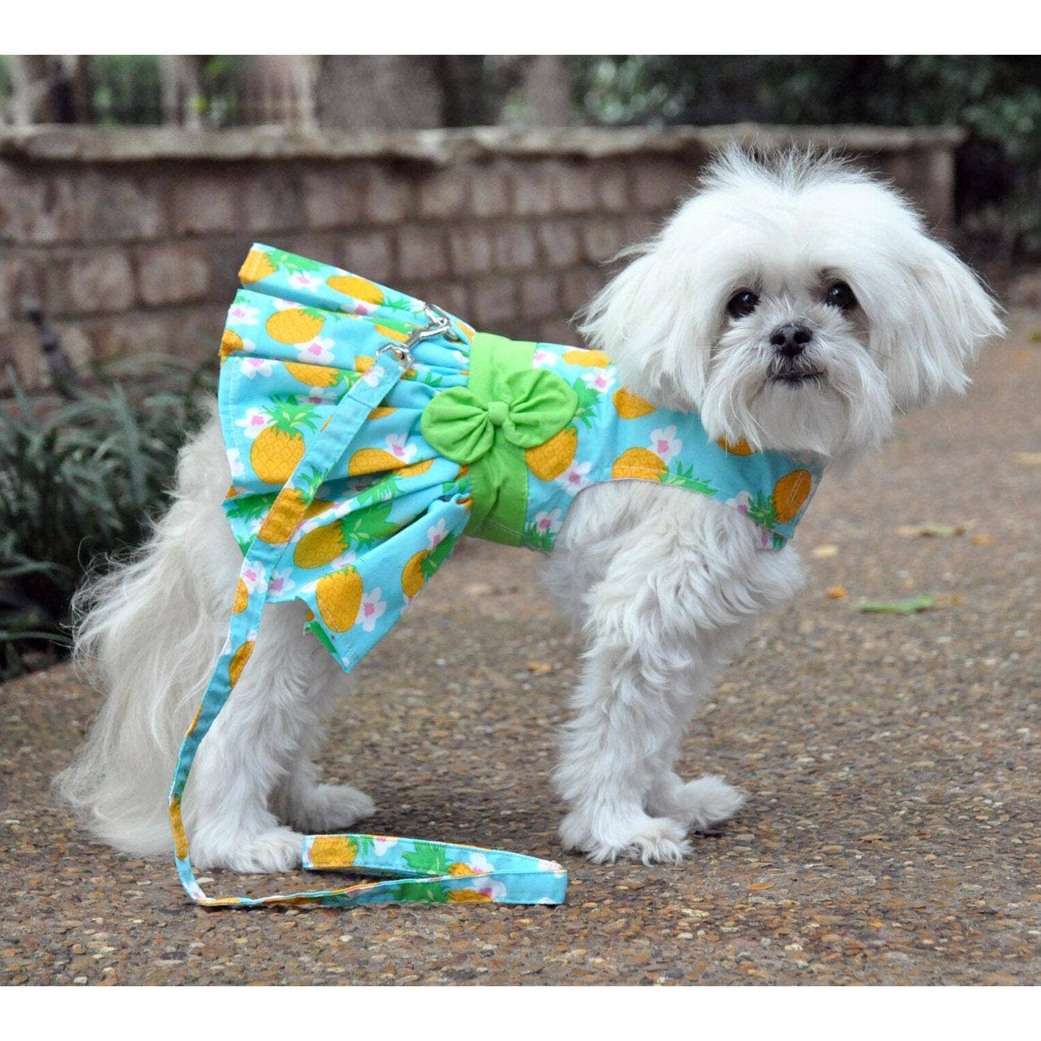 Pineapple Luau Dog Harness Dress w/ Matching Leash