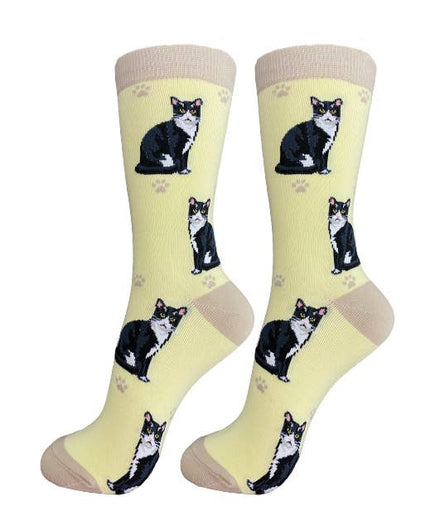 Black and White Cat Socks Unisex