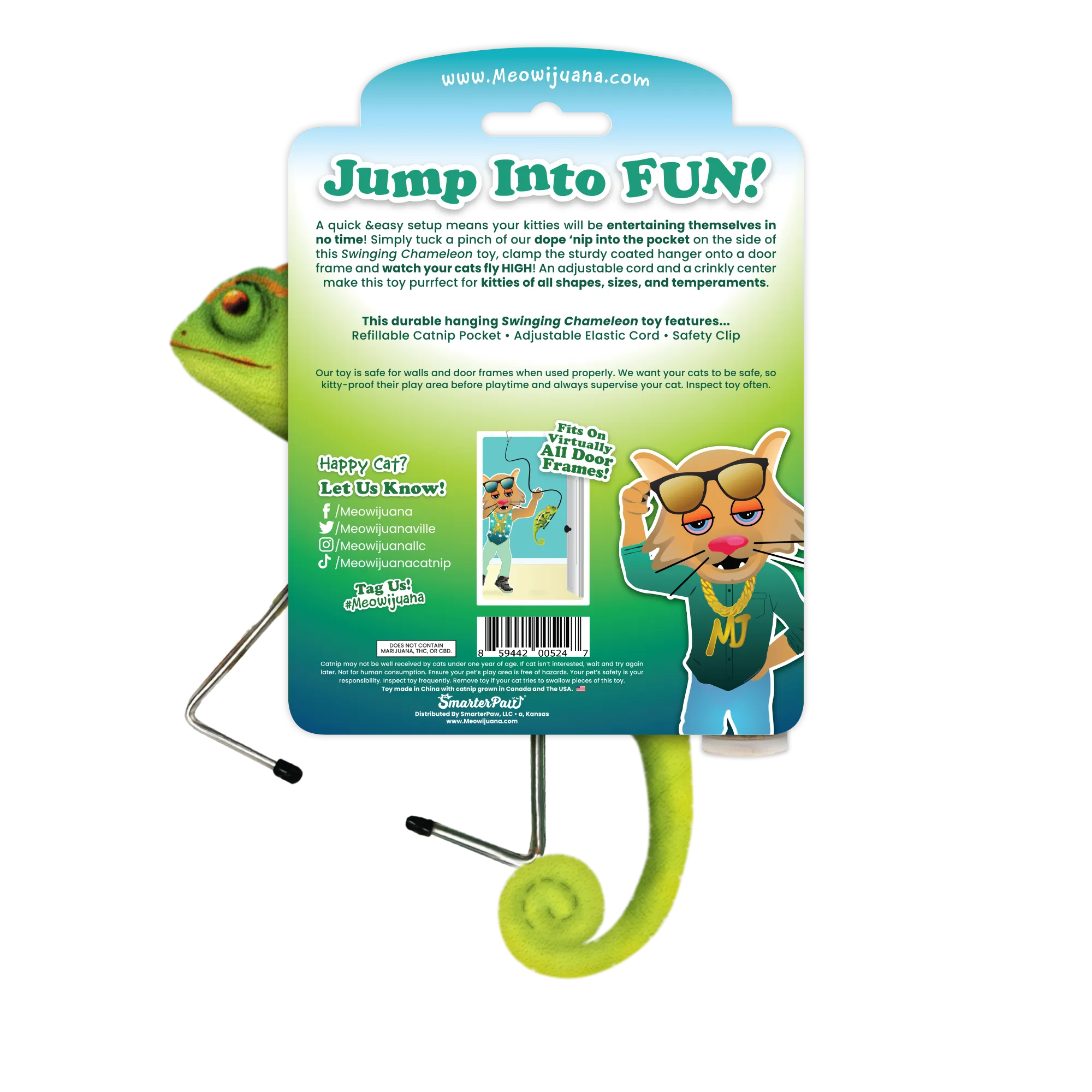Meowijuana® Jump 'n' Jamb Chameleon Interactive Cat Toy