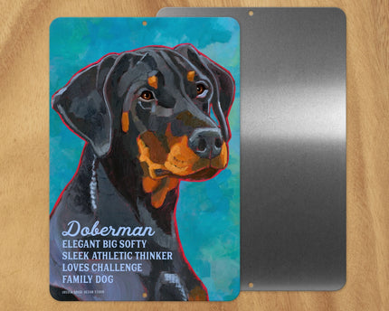 Doberman (Black & Tan Uncropped) -UD Metal Sign