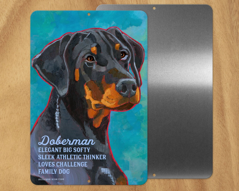 Doberman (Black & Tan Uncropped) -UD Metal Sign