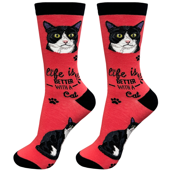 Cat Black/White Cat Socks Unisex