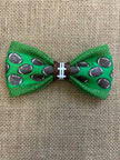 Brown Footballs on Green Burlap Velcro Collar Bow Tie for Cat and Dogs