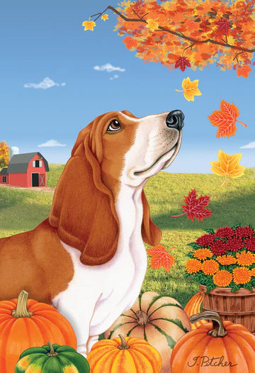 Basset Hound Garden Flag (Fall)