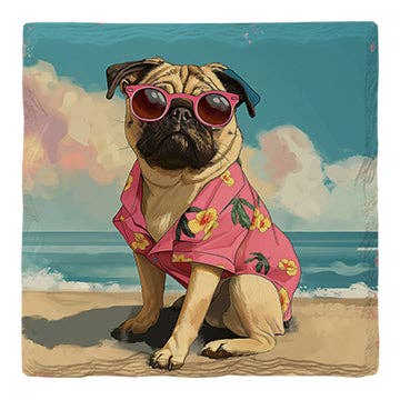 Pug Beach Dog | Drink Coaster