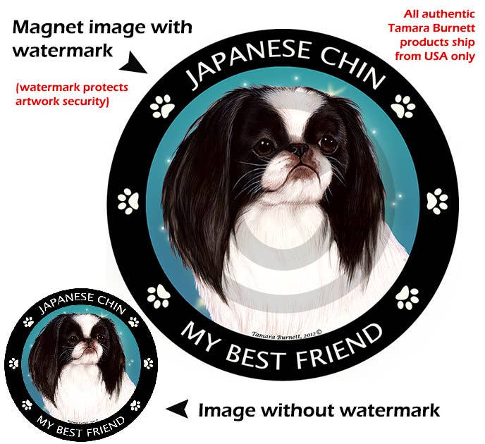 Japanese Chin Black & White My Best Friend Circular Magnet