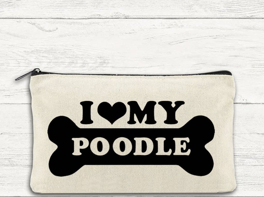 I Love My Poodle Dog Canvas Multi-Use Zipper Bag