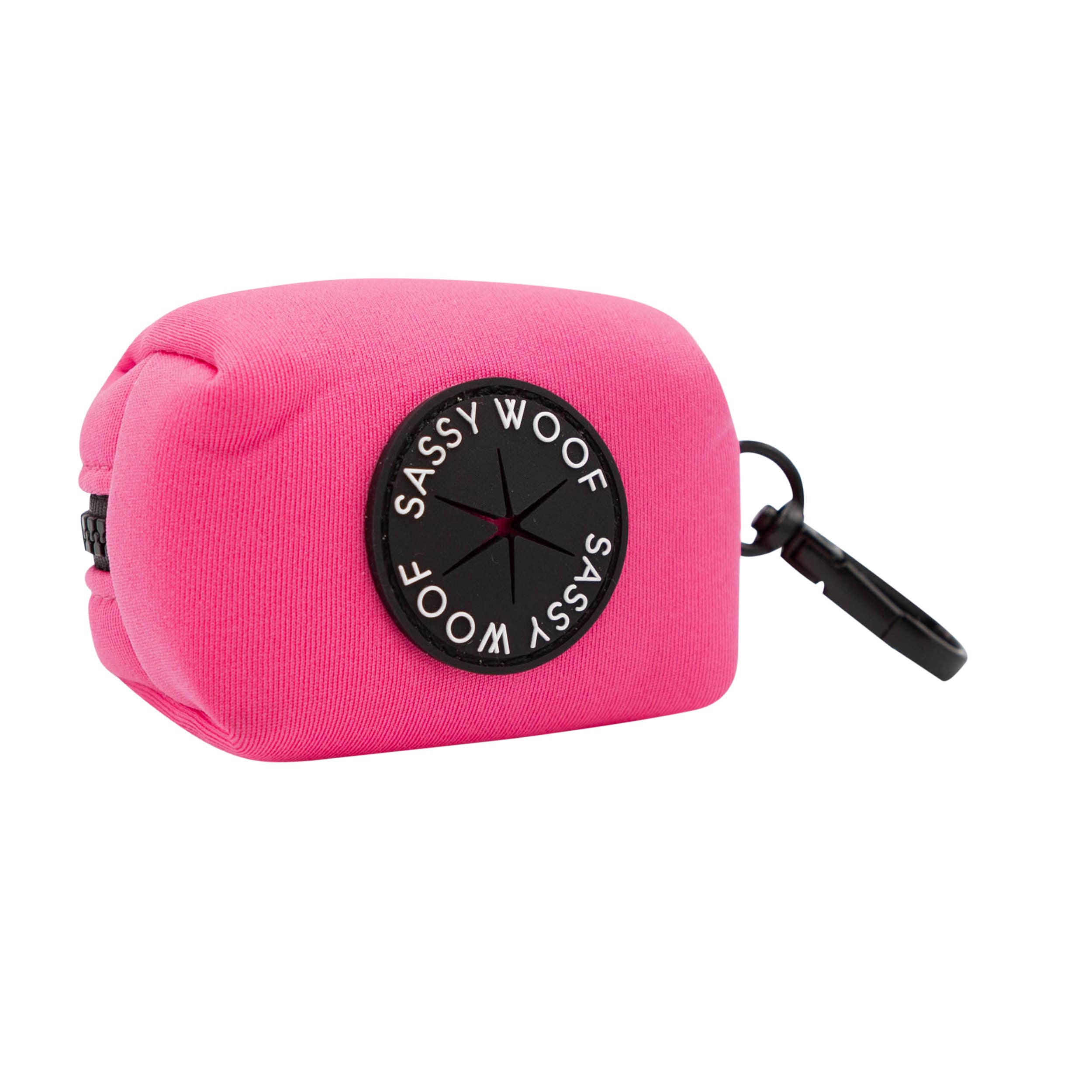 Dog Waste Bag Holder Neon Pink With Clasp