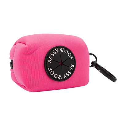 Dog Waste Bag Holder Neon Pink With Clasp