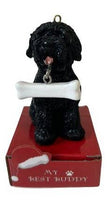 Labradoodle, Black Dog Bone Ornament