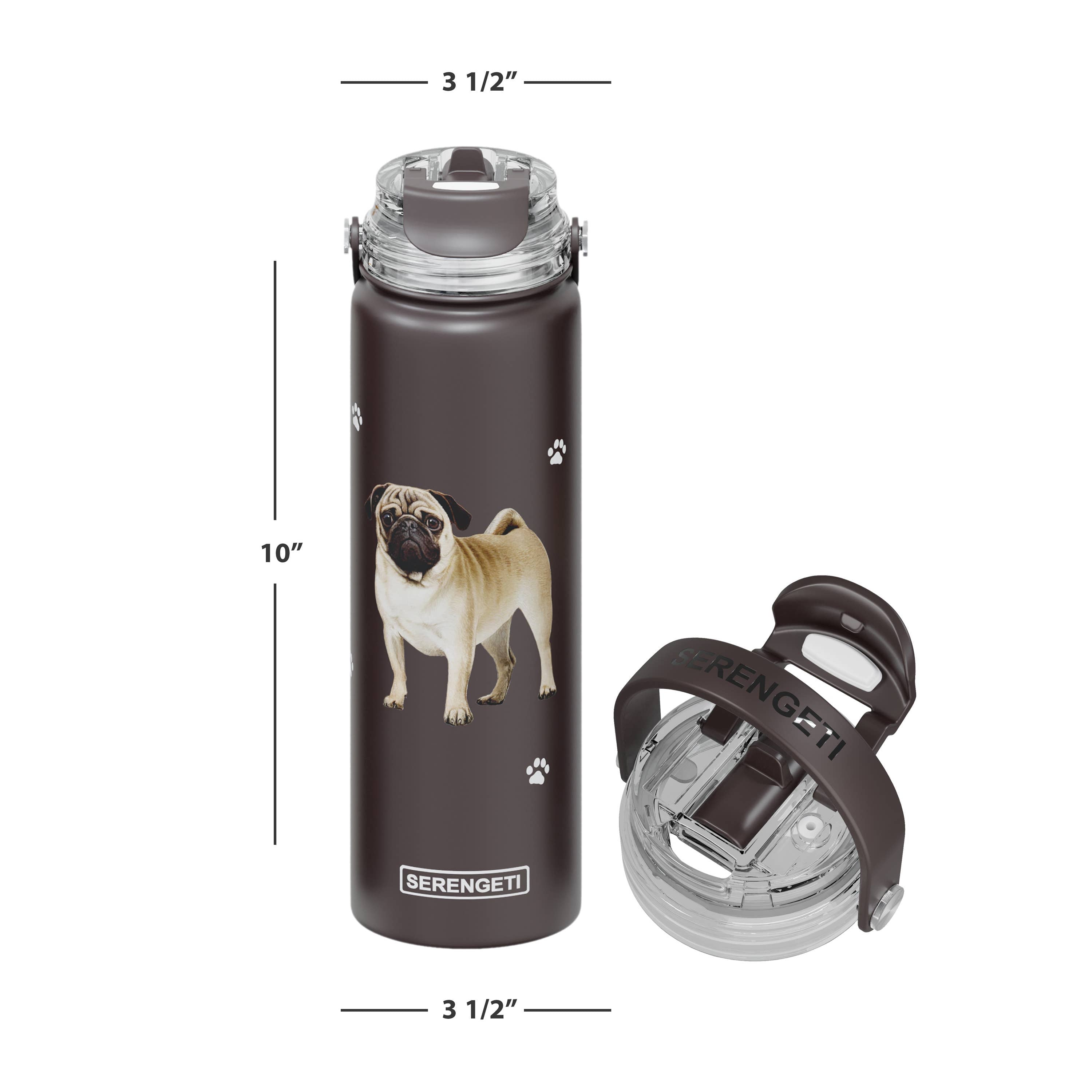 Pug Stainless Steel Water Bottle 24 Oz. Serengeti