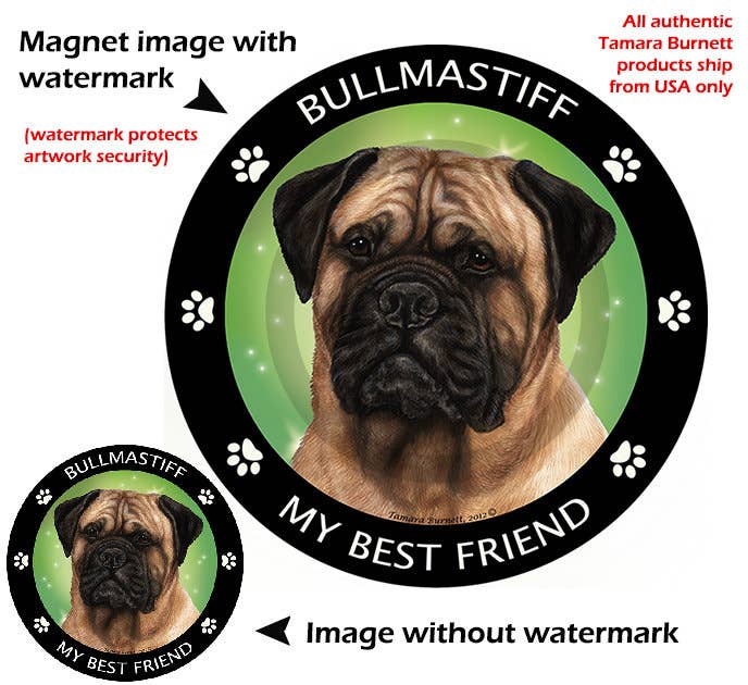 Bullmastif Fawn My Best Friend Circular Magnet