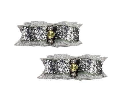 Silver Glitter Hair Bows