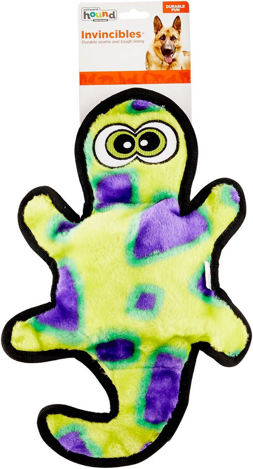 Outward Hound Invincibles Gecko Durable Plush Toy Green LG