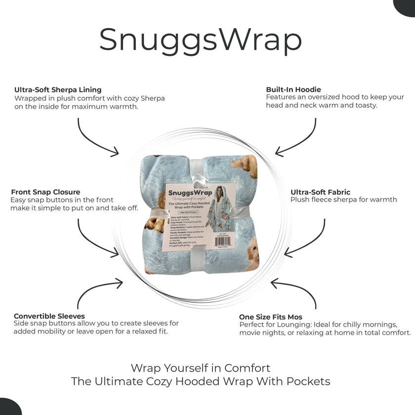 Goldendoodle Snugg Wraps with Hoodie – Ultra Soft Sherpa Fleece Wrap for Pet Lovers