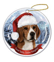 Beagle Santa Hat Dog Porcelain Christmas Ornament