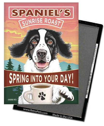 Springer Spaniel Design Black & White Fridge Magnet Set (4)