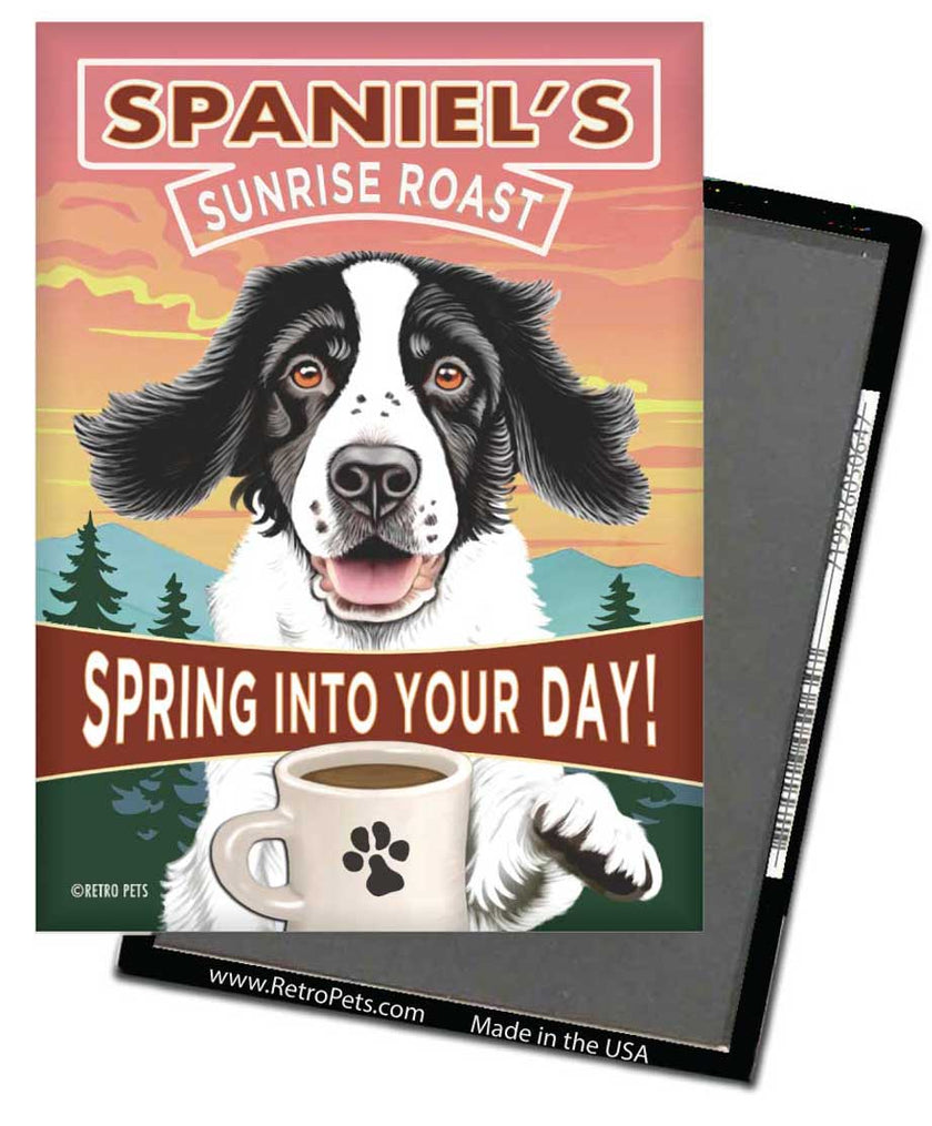 Springer Spaniel Design Black & White Fridge Magnet Set (4)