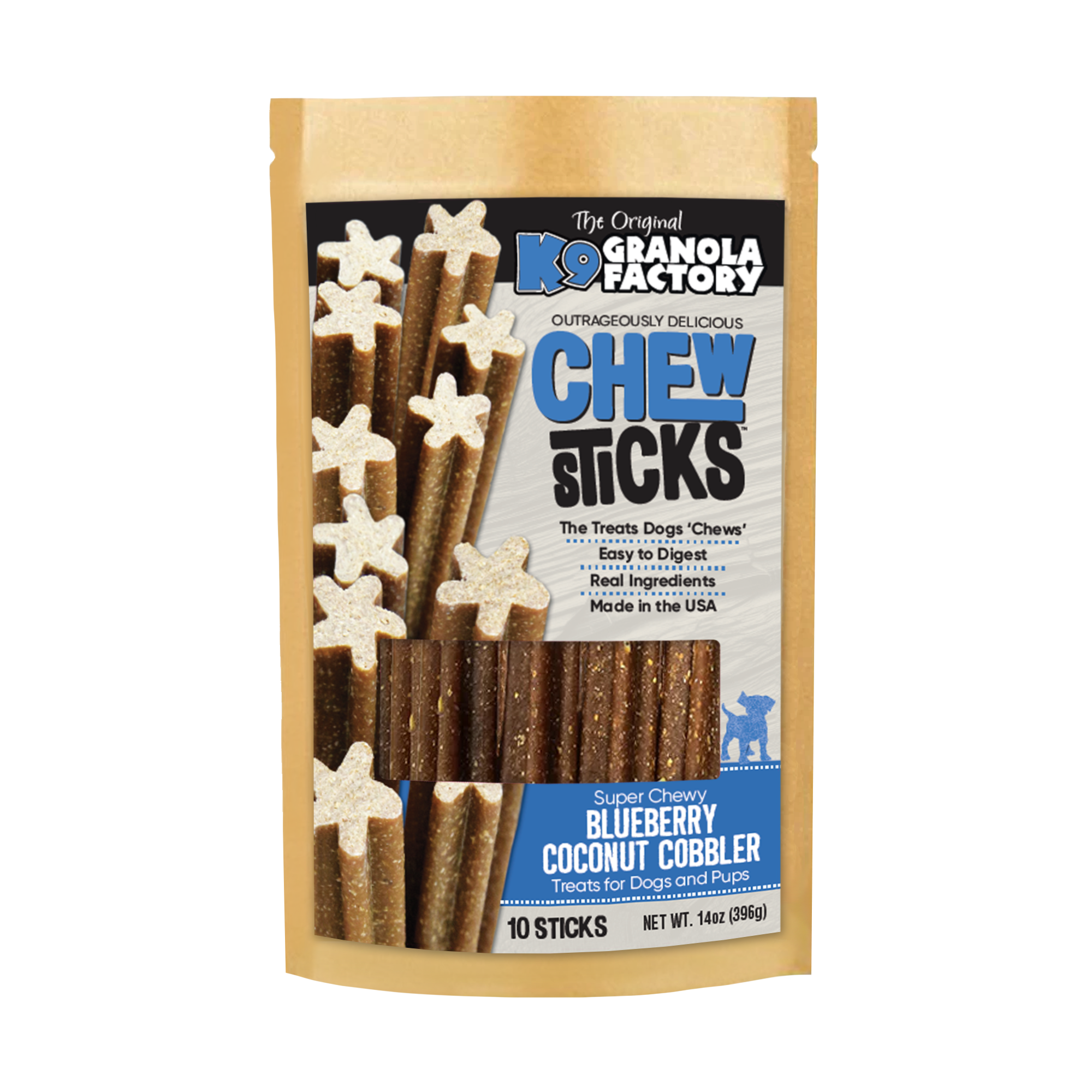 Dog Treat Chew Sticks Blueberry Coconut Cobbler 10ct