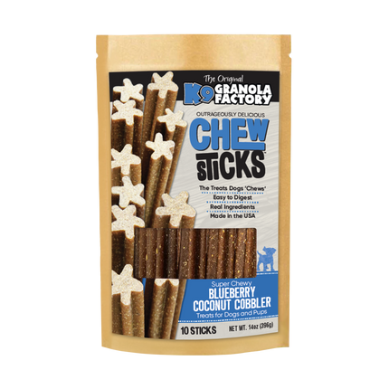Dog Treat Chew Sticks Blueberry Coconut Cobbler 10ct
