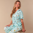 Pajama Top Dog Bark At The Park Pajama Top Blue Puppy Dog PJs