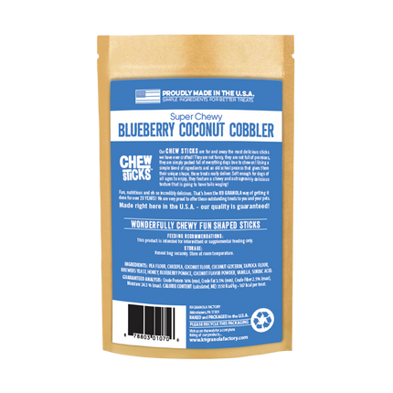 Dog Treat Chew Sticks Blueberry Coconut Cobbler 10ct