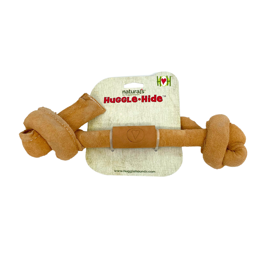Huggle-Hide Natural Leather Knotted Bone Dog Toy