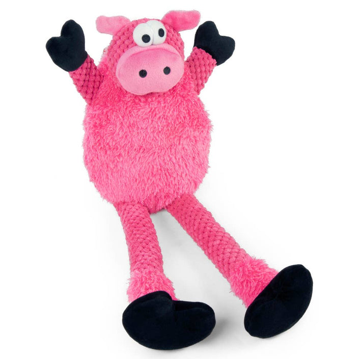 GoDog Checkers Skinny Pig w/Chew Guard Plush Dog Toy Large