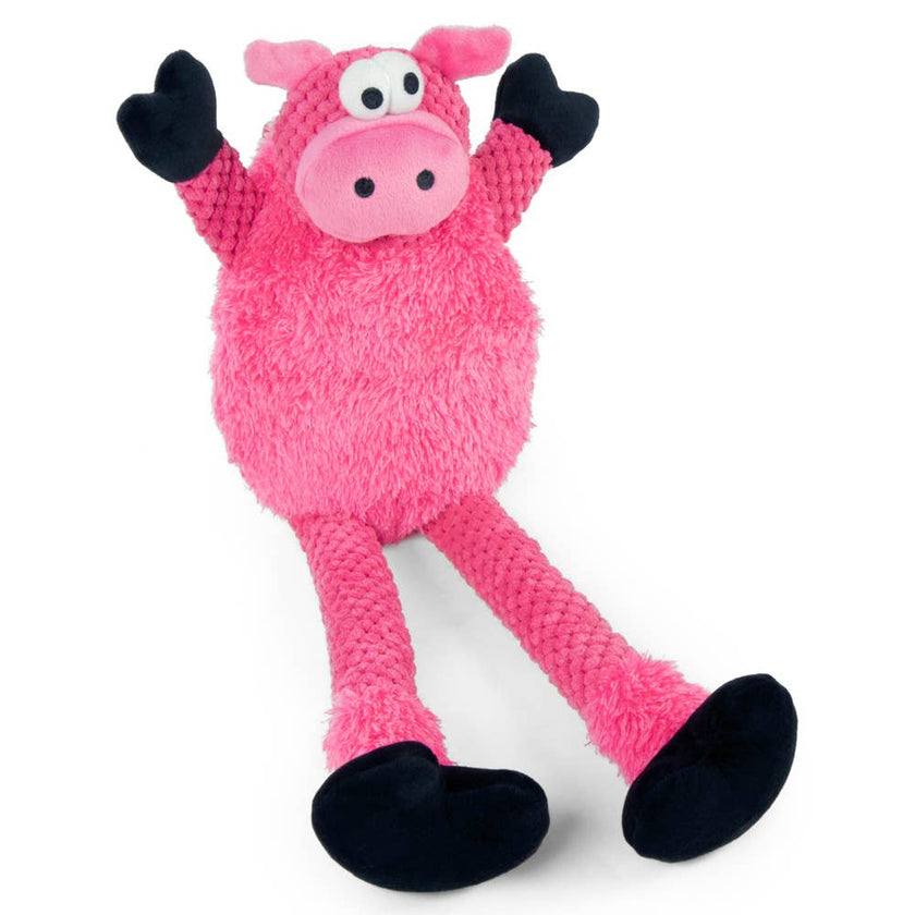 GoDog Checkers Skinny Pig w/Chew Guard Plush Dog Toy Large