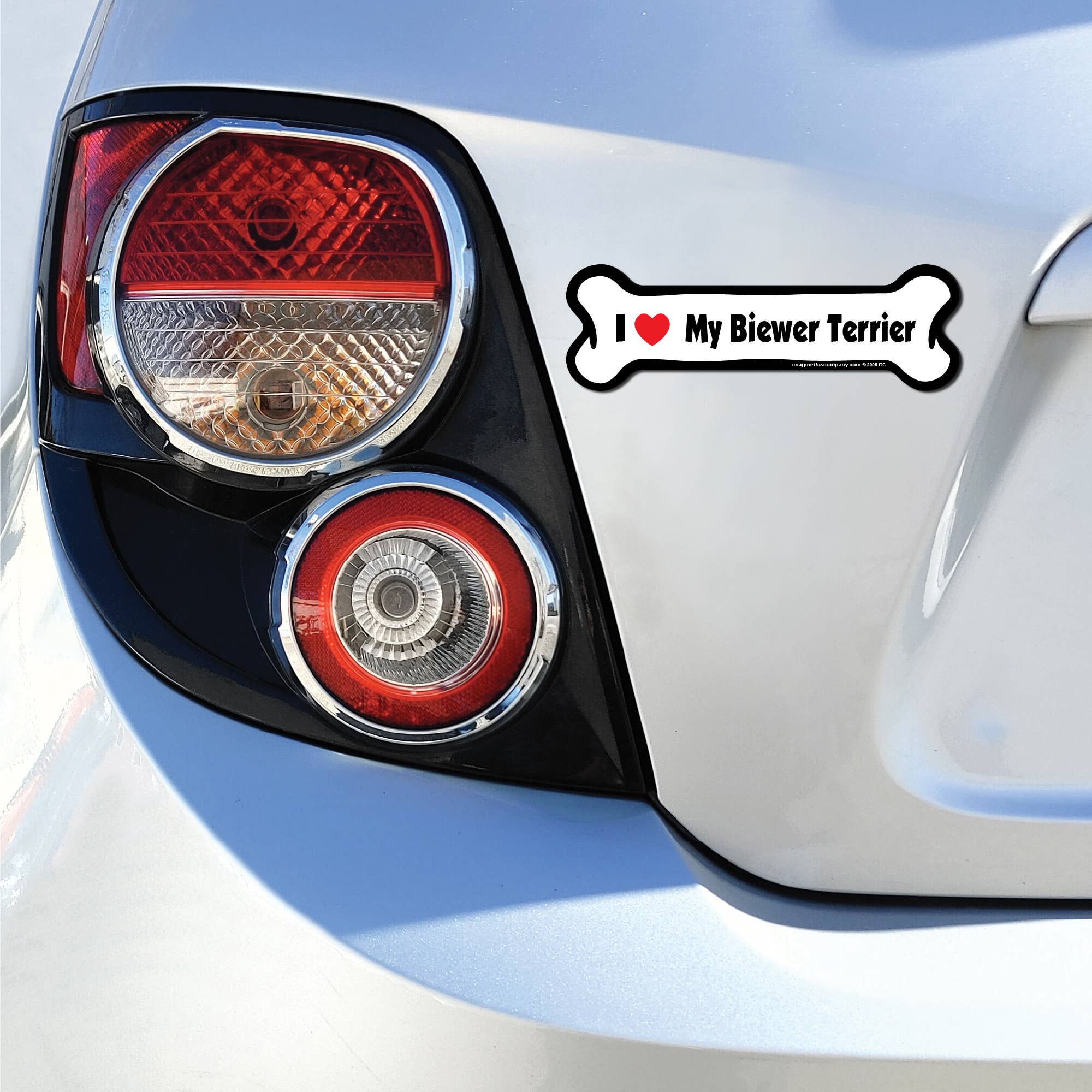 I Love My Biewer Terrier  - Bone Car Magnet