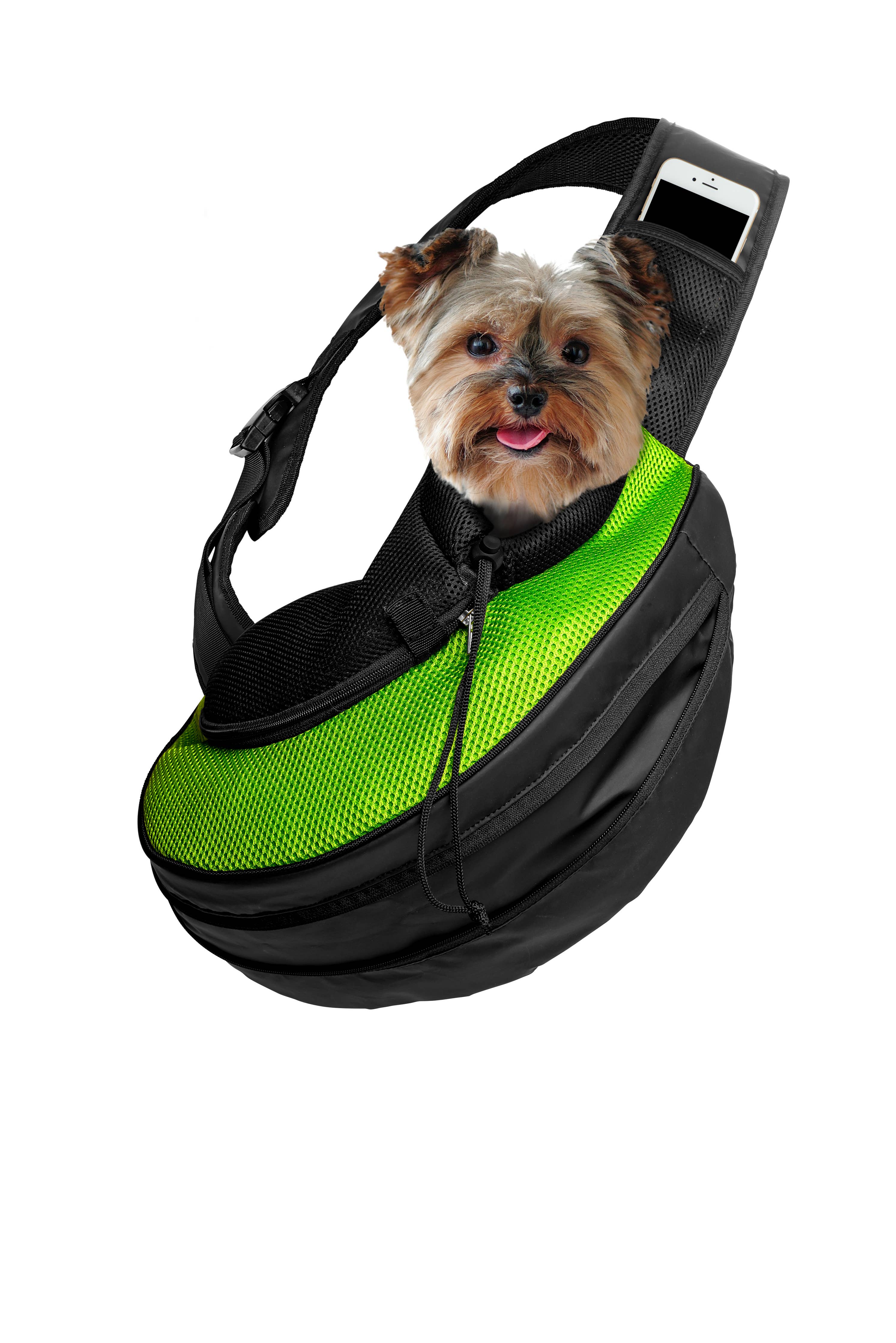 Pet Carrier Expandable Sling For Small Dogs And Cats Green