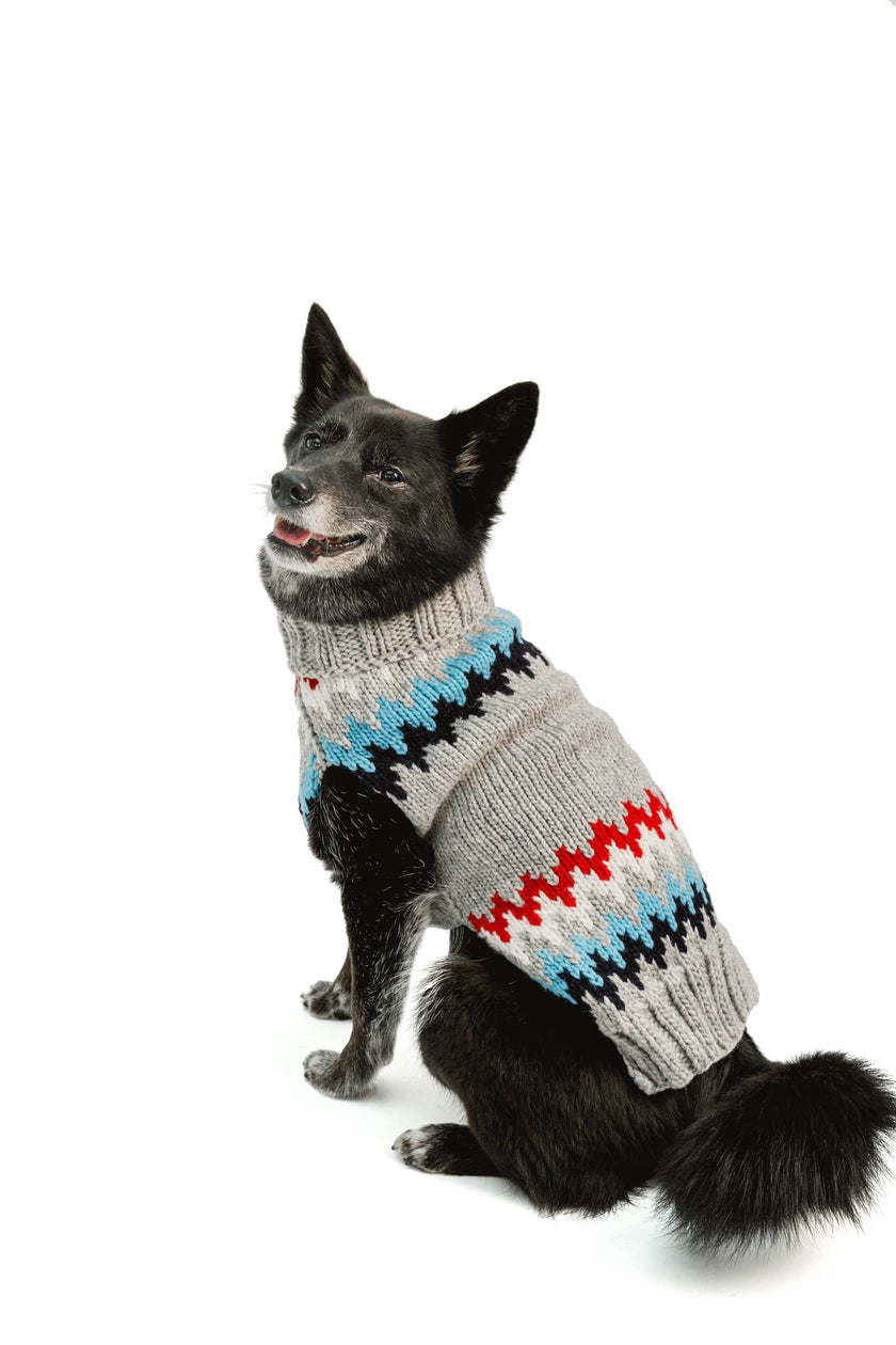 Grey Chevron Dog Wool Pet Sweater