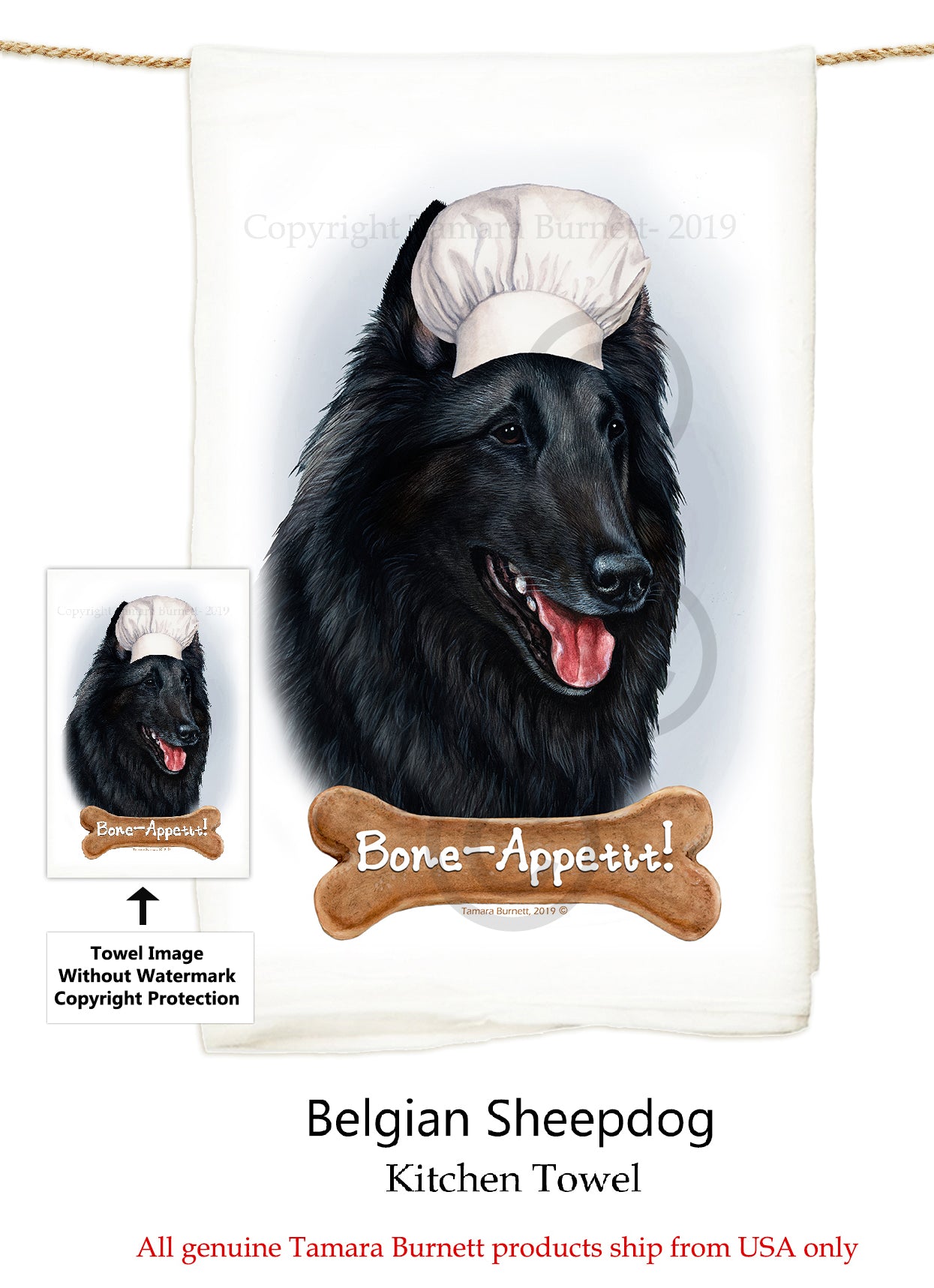 Belgian Sheepdog Flour Sack Kitchen Towel