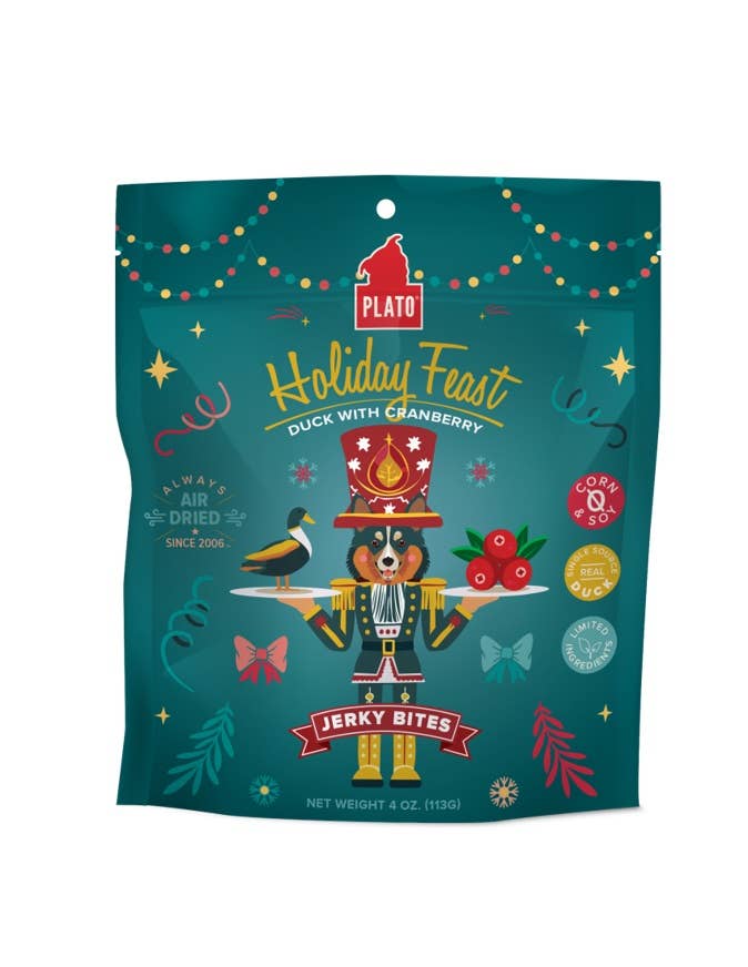 Plato Pet Treats Holiday Feast Duck With Cranberry Jerky