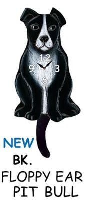 Pit Bull (Black & White) Wagging Tail Clock