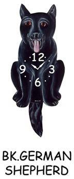 German Shepherd (Black) Wagging Tail Clock