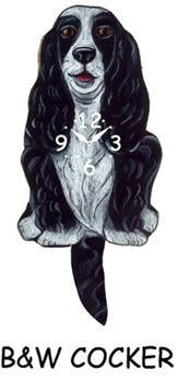 Cocker Spaniel (Black & White) Wagging Tail Clock