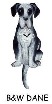 Great Dane (Black & White) Wagging Tail Clock