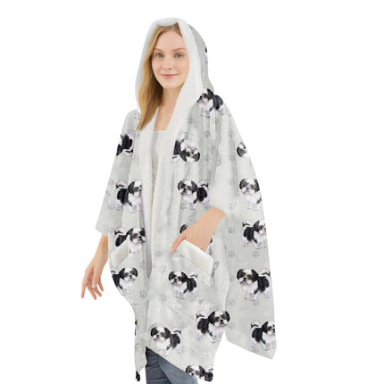 Shih Tzu Snugg Wraps with Hoodie – Ultra Soft Sherpa Fleece Wrap for Pet Lovers