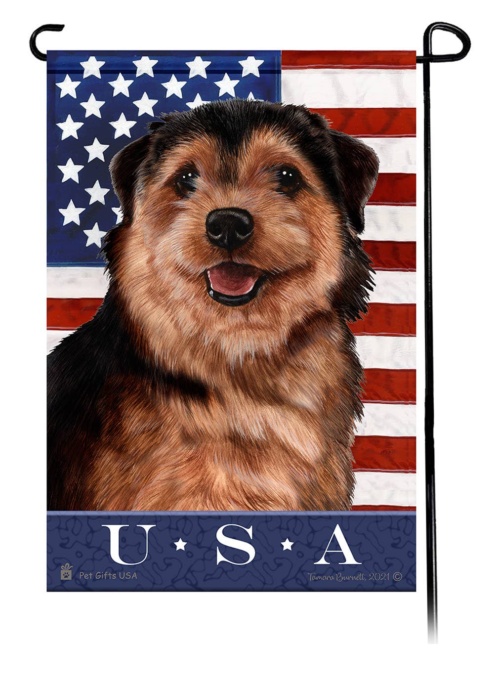Norfolk Terrier Black & Tan True Blue Garden Flag