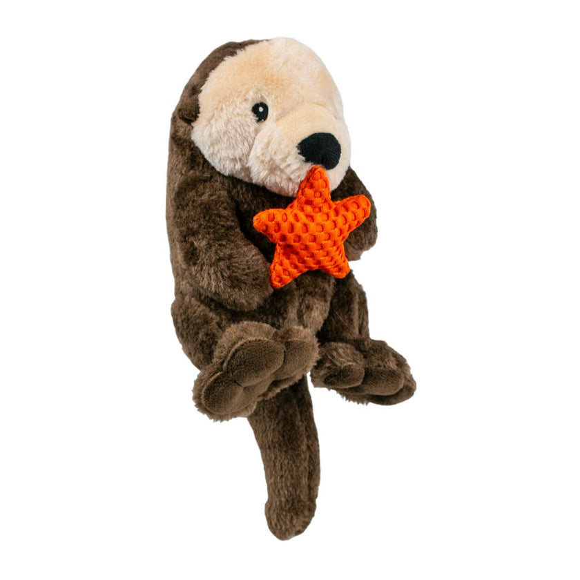 Dog Toy Otter Holding Orange Starfish Rope Body Toy