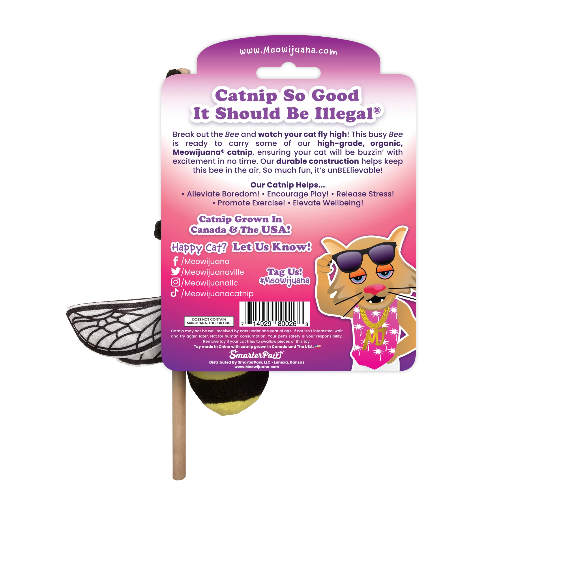 Meowijuana® Get Buzzed Bee Refillable Wand Cat Toy