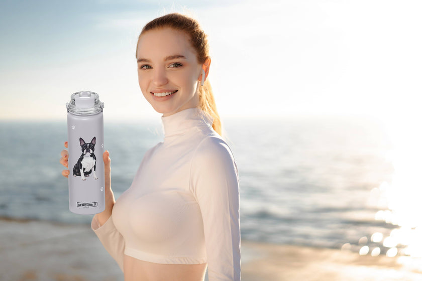 Boston Terrier Stainless Steel Water Bottle 24 Oz. Serengeti