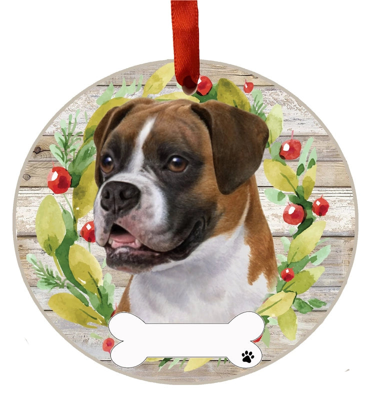 Boxer Ceramic Wreath Ornament (Head)