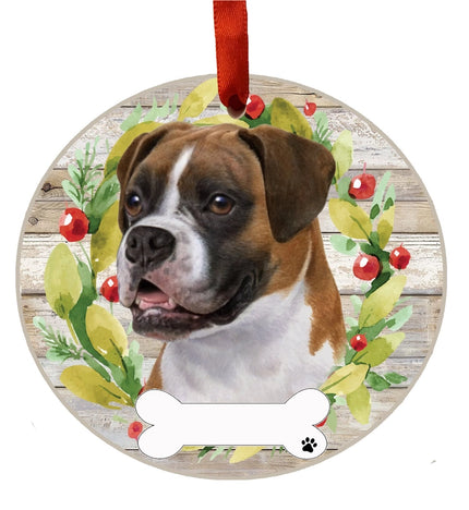 Boxer Ceramic Wreath Ornament (Head)